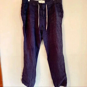 Joie Navy Linen pants patch pockets drawstring